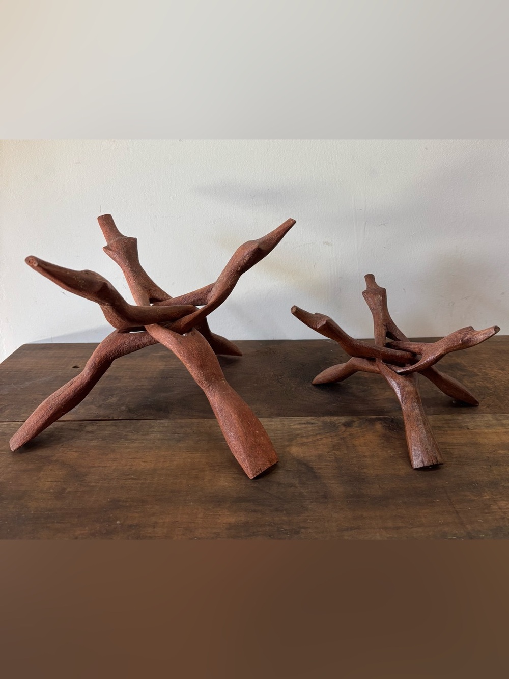 Hand-carved Wooden Tripod Stands